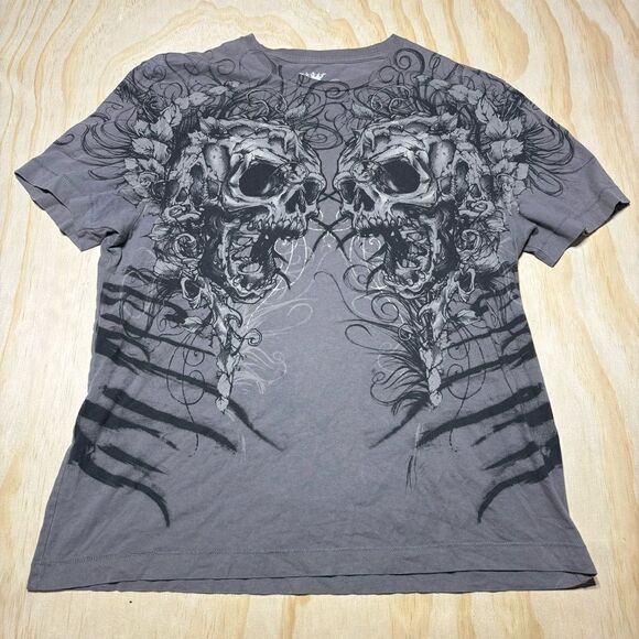 Vintage y2k 2000s jimmyz Brand Black Graphic Tee Battling‎ Screaming Skulls XL - Picture 1 of 5